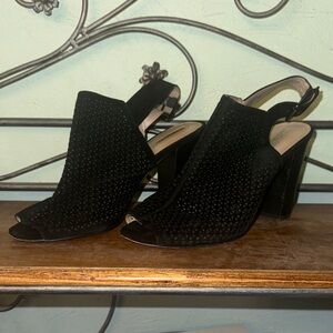 Tahari Black suede Slingback Heels